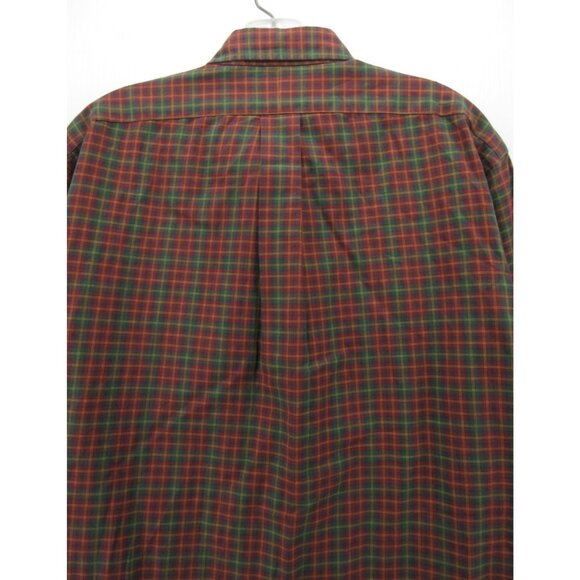 VINTAGE Ralph Lauren Polo Shirt Large Tartan Plaid Field Elbow Patches - Picture 7 of 11